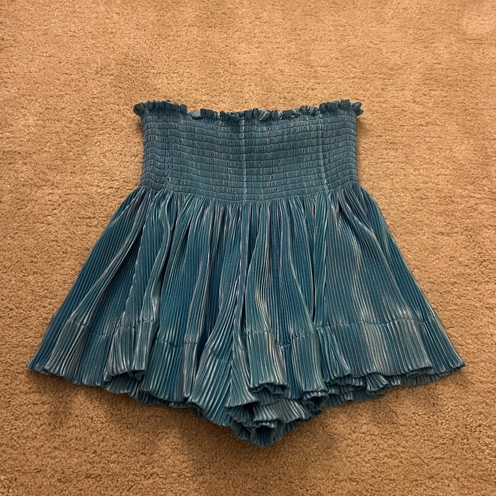 NWOT Queen of Sparkles Aqua Pleat Swing Skort!